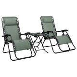 Mirpol Delux 2x nyugágy és asztal szett zöld