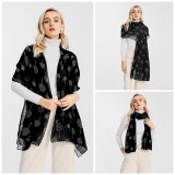 Miss Lulu fekete mintás női sál – könnyű anyagból