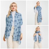 Miss Lulu kék mintás női sál – könnyű anyagból