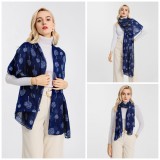 Miss Lulu tengerkék mintás női sál – könnyű anyagból