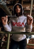 Mister Tee Ladies NASA Worm Logo Hoody