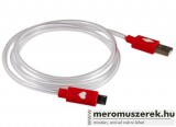 MM Micro USB – USB adatkábel és/vagy töltőkábel Piros LED világítással