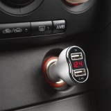 MNC 55055WH Szivargyújtó adapter - 2 x USB - 2,4 A - fehér, feszültségmérővel és árammérővel