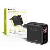 Mobile Origin 140W GaN Display Charger PW21 2x USB-C+USB-A Black MO-140WDCH-PW21