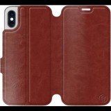 Mobiwear Apple iPhone XS barna flipes tok szürke belsővel (5903226468157)