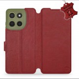 Mobiwear Motorola Moto G15 sötétpiros bőr flip tok (5906511823563)