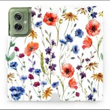 Mobiwear Motorola Moto G55 5G flip tok - mezei virágok (5906511904958)