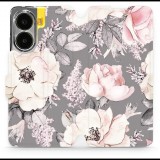 Mobiwear POCO X7 Pro flip tok - virágok (5906511684980)