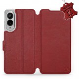 Mobiwear Samsung Galaxy S25 Edge sötétpiros bőr flip tok (5906511886605)