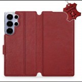 Mobiwear Samsung Galaxy S25 Ultra sötétpiros bőr flip tok (5906511689510)