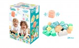 Mochtoys Play&Squish építőkocka dobozban 24 db-os puha építőjáték pasztell színekben