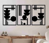 Modern geometrikus 3 részes falikép fából