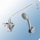 Mofém Eurosztár tekerőgombos álló kád-mosdó töltő csaptelep zuhanyszettel ÚJ