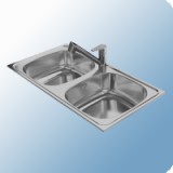 Mofém Evo 2B 2 medencés mosogatótálca, 80x44cm, rozsdamentes acél