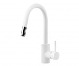 Mofém Junior Evo matt fehér mosogató csaptelep kihúzható zuhanyfejjel