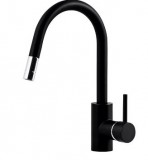 Mofém Junior Evo matt fekete mosogató csaptelep kihúzható zuhanyfejjel