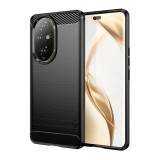 Mofi Honor 200 Pro Mofi szilikon telefonvédő (ütésállóság, légpárnás sarok, szálcsiszolt, karbon minta) fekete