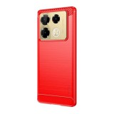 Mofi Infinix Note 40 Pro 4G (X6850) Mofi telefonvédő (ütésálló, légpárnás sarok, szálcsiszolt, karbon minta) piros