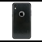 MOFI műanyag telefonvédő (szilikon keret, bőr hatású hátlap, logó kivágás) FEKETE [Apple iPhone XR 6.1] (5996457831074) - Telefontok