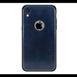 MOFI műanyag telefonvédő (szilikon keret, bőr hatású hátlap, logó kivágás) SÖTÉTKÉK [Apple iPhone XR 6.1] (5996457831104) - Telefontok