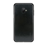 Mofi Samsung Galaxy J6+ tok (szilikon keret, bőr hatású hátlap, fekete)