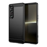 MOFI Sony Xperia 1 VI mofi szilikon telefonvédő (ütésállóság, légpárnás sarok, szálcsiszolt, karbon minta) fekete
