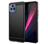 MOFI szilikon telefonvédő (közepesen ütésálló, légpárnás sarok, szálcsiszolt, karbon minta) FEKETE T Phone 5G (2022), T Phone 5G (2023)