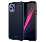 MOFI szilikon telefonvédő (közepesen ütésálló, légpárnás sarok, szálcsiszolt, karbon minta) SÖTÉTKÉK T Phone 5G (2022), T Phone 5G (2023)