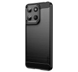 MOFI szilikon telefonvédő (ütésállóság, légpárnás sarok, szálcsiszolt, karbon minta) FEKETE Motorola Moto G15