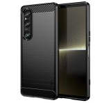 MOFI szilikon telefonvédő (ütésállóság, légpárnás sarok, szálcsiszolt, karbon minta) FEKETE Sony Xperia 1 VI