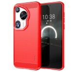 MOFI szilikon telefonvédő (ütésállóság, légpárnás sarok, szálcsiszolt, karbon minta) PIROS Huawei Pura 70 Ultra
