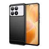 Mofi Xiaomi Poco X6 Pro 5G szilikon telefonvédő (ütésállóság, légpárnás sarok, szálcsiszolt, karbon minta) fekete