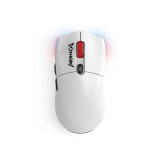 Monka Guru G995W vezeték nélküli gamer egér, 26 000 DPI, PixArt PAW3395, tri-mode csatlakozás, fehér