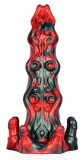 MONSTERED Hortarix – prémium fekete-piros dildó 19 x 5,5 cm
