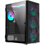 Montech X3 MESH Midi Torony Számítógépház + 3db 140mm LED + 3db 120mm LED ventilátor - Fekete (X3MESHB)