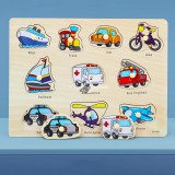Montessori fejlesztő fa puzzle játék Járművek gyerekeknek 1