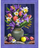 MOSFA Gyémántfestés szett, tavaszi virágcsokor, 30x40cm