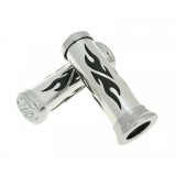 Motomotors Láng mintás króm kormánymarkolat szett - piros