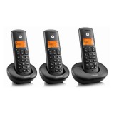 Motorola e203 telefon készülék (vezeték nélküli, 3 kézibeszélő, kijelző, dect) fekete