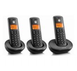 Motorola E203 telefon készülék (vezeték nélküli, 3 kézibeszélő, kijelző, DECT) FEKETEE203