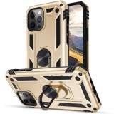 Motorola Moto G9 Plus, Műanyag hátlap védőtok, közepesen ütésálló, szilikon belső, telefontartó gyűrű, Defender, Arany