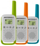 Motorola T42 3 darabos adóvevő szett, akár 4 km hatótávval - kék, zöld és narancssárga
