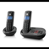 Motorola telefon készülék (vezeték nélküli, 1 bázis, 2 kézibeszélő, kijelző, üzenetrögzítő, DECT) FEKETE (E212) (E212)