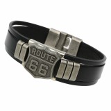 Motoros férfi bőr karkötő "Route 66"