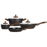 MPM MGK-24, 4 l, 1.1 l, tapadásmentes, Fekete-Barna, Edénykészlet Mély Serpenyővel (7 db)