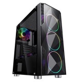 MS Számítógépház, Fighter V315, ATX, Fekete - RGB (MSC10009)