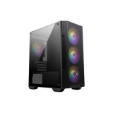 MSI COMPUTER MSI Ház Micro ATX FORGE M100A, 4xA-RGB ventilátor, Tápegység nélkül, üvegfalú, fekete