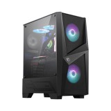 MSI COMPUTER MSI Ház Midi ATX FORGE 100R, 2xARGB ventilátor, Tápegység nélkül, üvegfalú, fekete