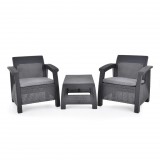 Mű-Rattan Kerti Bútor Sierra-Asztal-2 Fotellel-Párnákkal-2 év jótállással