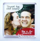 Műanyag fényképes esküvői hűtőmágnes